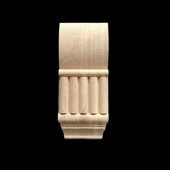 

Wood Applique Decal Figurines Wooden Carved Decor Unpainted Leaves Rectangle Flower Furniture Doors Home 17cm 18cm