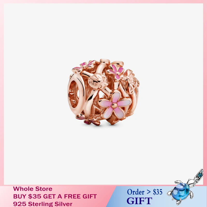 

2020 HOT New 925 Sterling Silver Beads Sparkling Daisy Flower Rabbit Charms fit Original Pandora Bracelets DIY Jewelry Women
