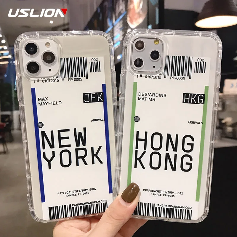 USLION авиаперелетный ярлык страны чехол для телефона для iPhone 11 Pro Max X XS XR Xs Max 7 8 Plus прозрачный мягкий ТПУ кодовый чехол