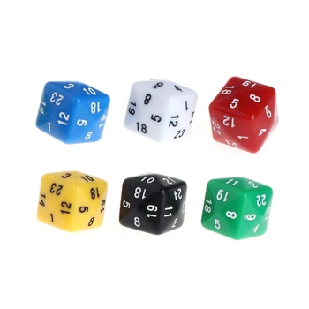 

6pcs 24 Sided Resin Number Dice Family Party Bar Board Game DND Accessories