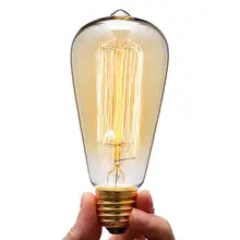 40 Вт E27 220-240 в светильник Эдисона, ретро Желтый Светильник W-лампа накаливания, декор кофейного дома, промышленный стиль лампы