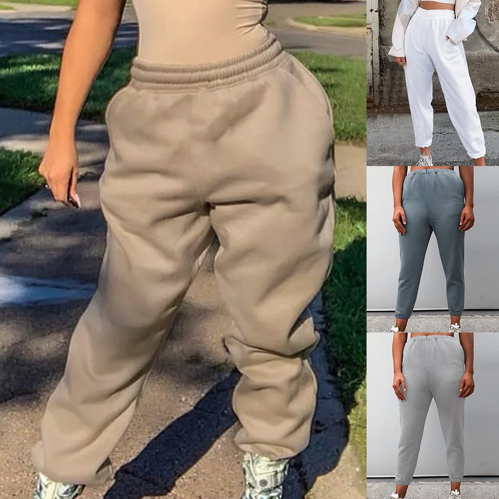 Womens Autumn Winter Solid Casual Jogger Sweatpants Elastic High Waist Running Harem Pants Female Pantalones Hip Hop Streetwear
