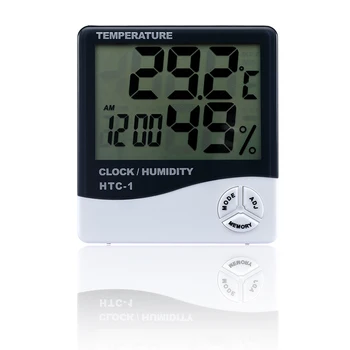 

2020new type 50pcs/lot HTC-1 LCD Digital Thermometer Hygrometer Indoor Electronic Temperature Humidity Meter Clock Weather Stati