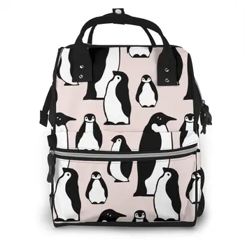 

Cute Penguins On Pink Baby Nappy Changing Diaper Mummy Bag Maternity Backpack Bags Stroller Baby Care Waterproof Backpack