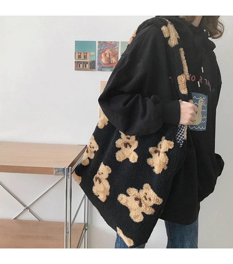 Japanese Style Bear Cute School Bags Girls Large Capacity Single Shoulder Shopping Bag Vest Bags