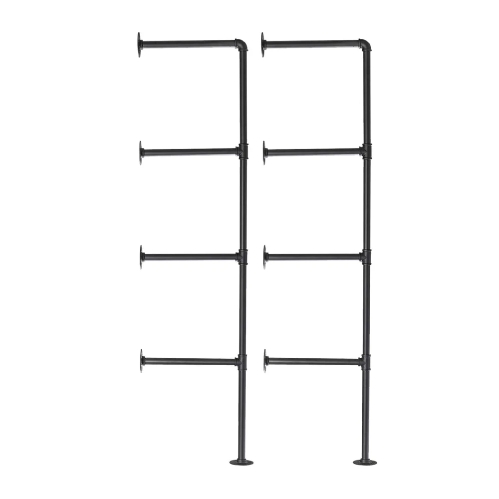 

2 PCS Bookcase Industrial Retro Wall Mount Iron Pipe Shelf Hung Bracket Diy Storage Shelving Bookshelf (4 Tier Hardware only)