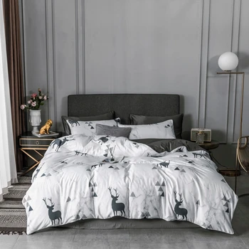 

4Pcs Bedding Set Summer Classical Quilt Cover Pillowcase Polyester Bed Sheet Cover Soft Duvet Cover Machine Washable Bedclothes