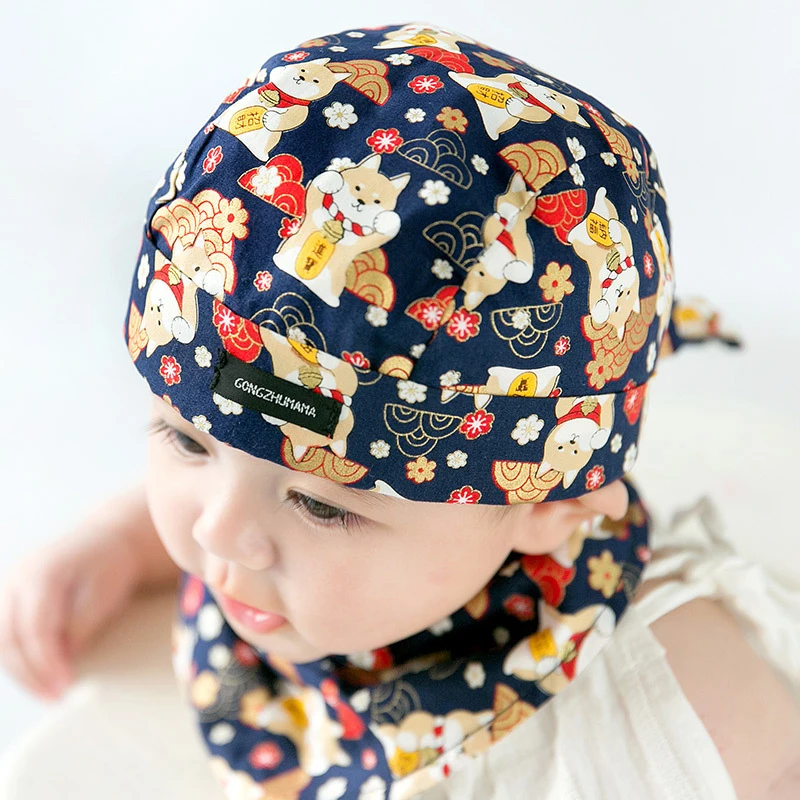 2Pcs/Set Cotton Baby Turban Beanie Printing Warm Caps Soft Hat For Newborn Girls Boys Elastic Toddler Infant Spring Headwear New