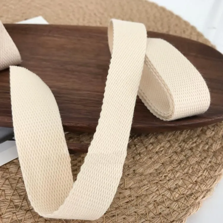 Pure cotton milky white rucksack with webbing cloth strip packing tape strap manual DIY bag with clothing decoration