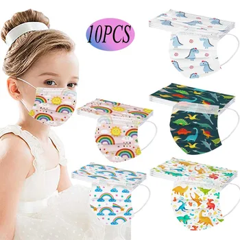 

Children's Cartoon Printing mask masque jetable Dustproof Protective Disposable Face Mask 3-Layer Non-woven Face Masks 10PC