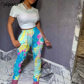 

Neon Tie Dye Printed Womens Pants High Waist Sexy Long Pants Ladies Casual Skinny Leggings Slim Fit Trouser Female Pencil Pant