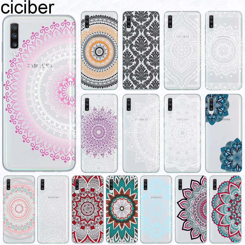

ciciber Phone Case for Samsung Galaxy A50 A70 A80 A40 A30 A20 A60 A10 A20e Soft Silicone TPU White Pattern Mandala Cover Fundas