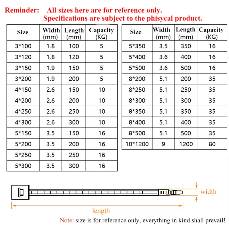 100pcs/bag Cable Tie Self-locking Plastic Nylon Tie White Organiser Fasten Cable Wire Cable Zip Ties - Image 4