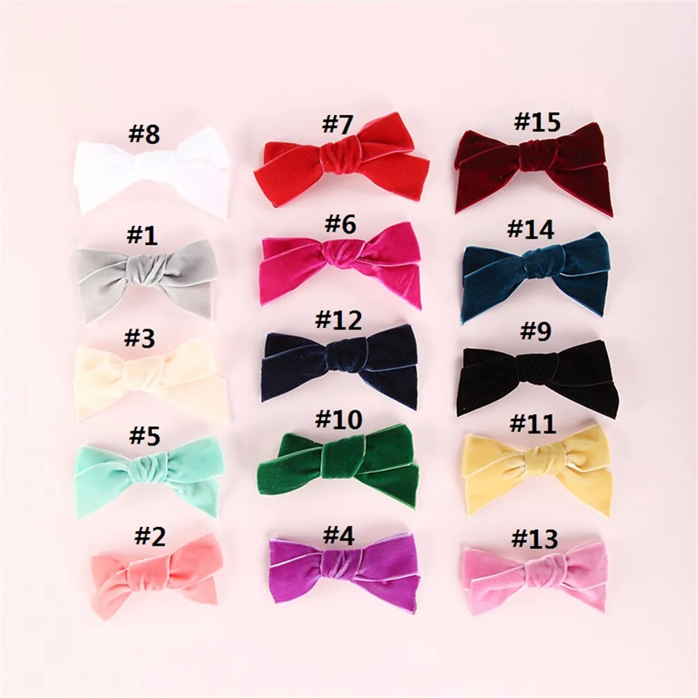 u choose color 20 шт./партия, бархатные ленточные зажимы для волос, 10*4,5 см, милый бант для девочки, мягкий нейлоновый ворс, зажим для волос, эластичные аксессуары для волос - Цвет: u choose color