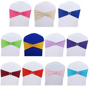 

100pcs/lot Spandex Lycra Wedding Chair Cover Sash Bands Wedding Party Birthday Chair Decoration Chair Sash