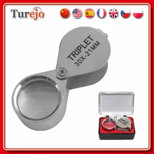 

Portable Metal Jewelry Magnifying Glass 30X Jewelers Eye Tool Jewellery Folding Loupe Glass Lens Pocket Magnifying Triplet Glass