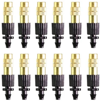 

Irrigation Dripper Nozzle Brass Watering Sprayer Adjustable Fog Spray Nozzle 1/4 Inch Garden Irrigation Nozzle, 12 Pack-Dropship
