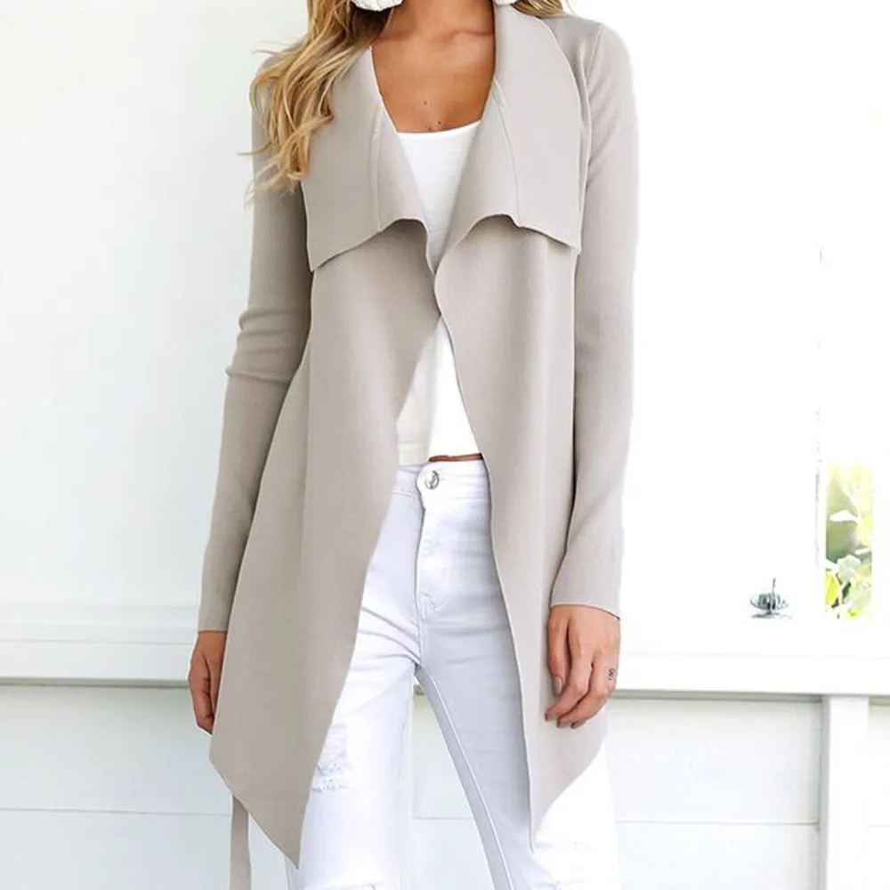 Jaycosin Fashion Women Winter Warm Open Front Jacket Pockets Coat Stylish Long Sleeve Comfortable Cardigan Jacket Coat 24#4