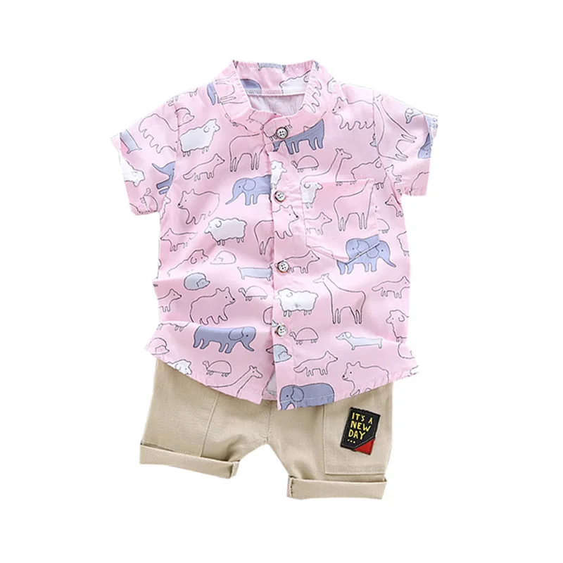 Casual Toddler Outfits Baby Boy Summer Clothes Newborn Boy Clothing Set Sports T-shirt+ Shorts Suits Leaves Print Clothes - Цвет: KI0661-P