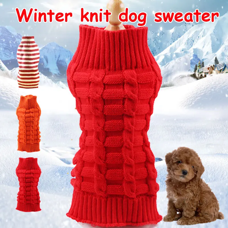 Вязаная одежда для домашних животных, зимняя одежда, одежда M, L, XL, теплые детские товары, Трикотажный костюм для кошки, гибкая куртка для маленьких собак