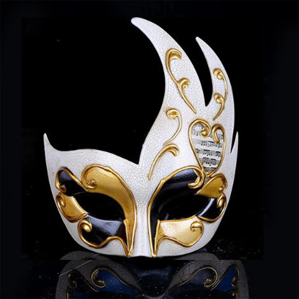 Мужская Маскарадная маска винтажные венецианские клетчатые музыкальные вечерние маска на Масленицу - Цвет: BK