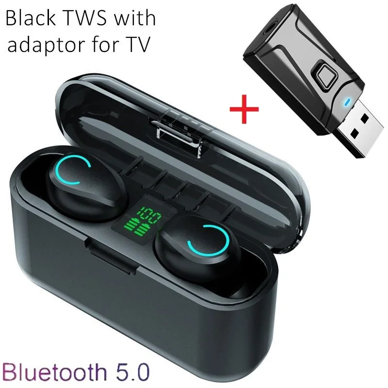 TWS Earbuds Wireless Stereo Waterproof CVC Noise Reduction Headsets with Mic Charge Bin Bluetooth Adaptor Earphone for TV Phone best pc headset Earphones & Headphones