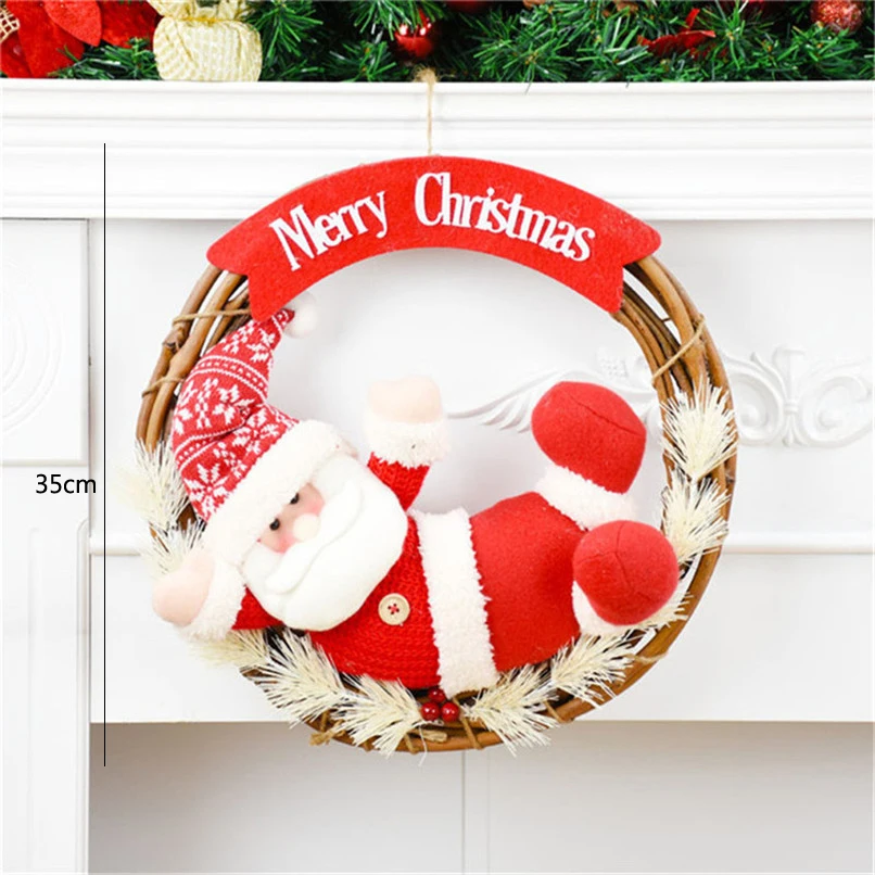 santa claus 219 Рождественские елочные украшения, Рождественский венок, двери, настенные украшения, Санта Клаус, снеговик, гирлянда, Kerstkrans Ghirlanda Natale - Цвет: santa claus 219