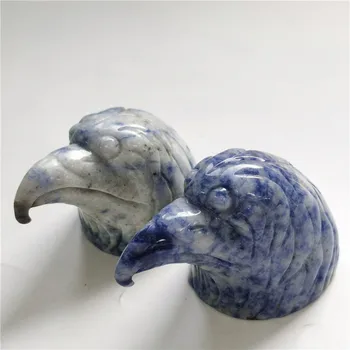 

High Quality Natural Quartz Hand Carved Hawk Head Sodalite Crystal Eagle Crafts Animal Skull Healing For Home Decoration XSY