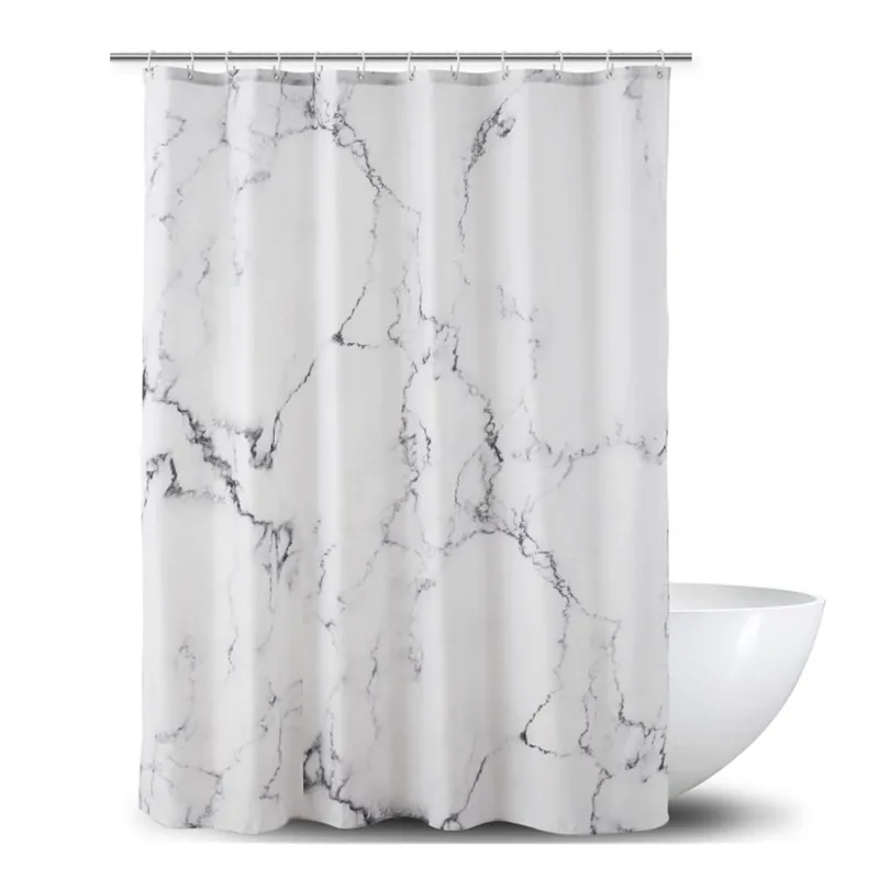 Marble Простой стиль печать занавеска для душа Толстая полиэфирная ткань водонепроницаемый теплый конфиденциальности занавеска для душа товары для дома и ванной комнаты - Цвет: Marble
