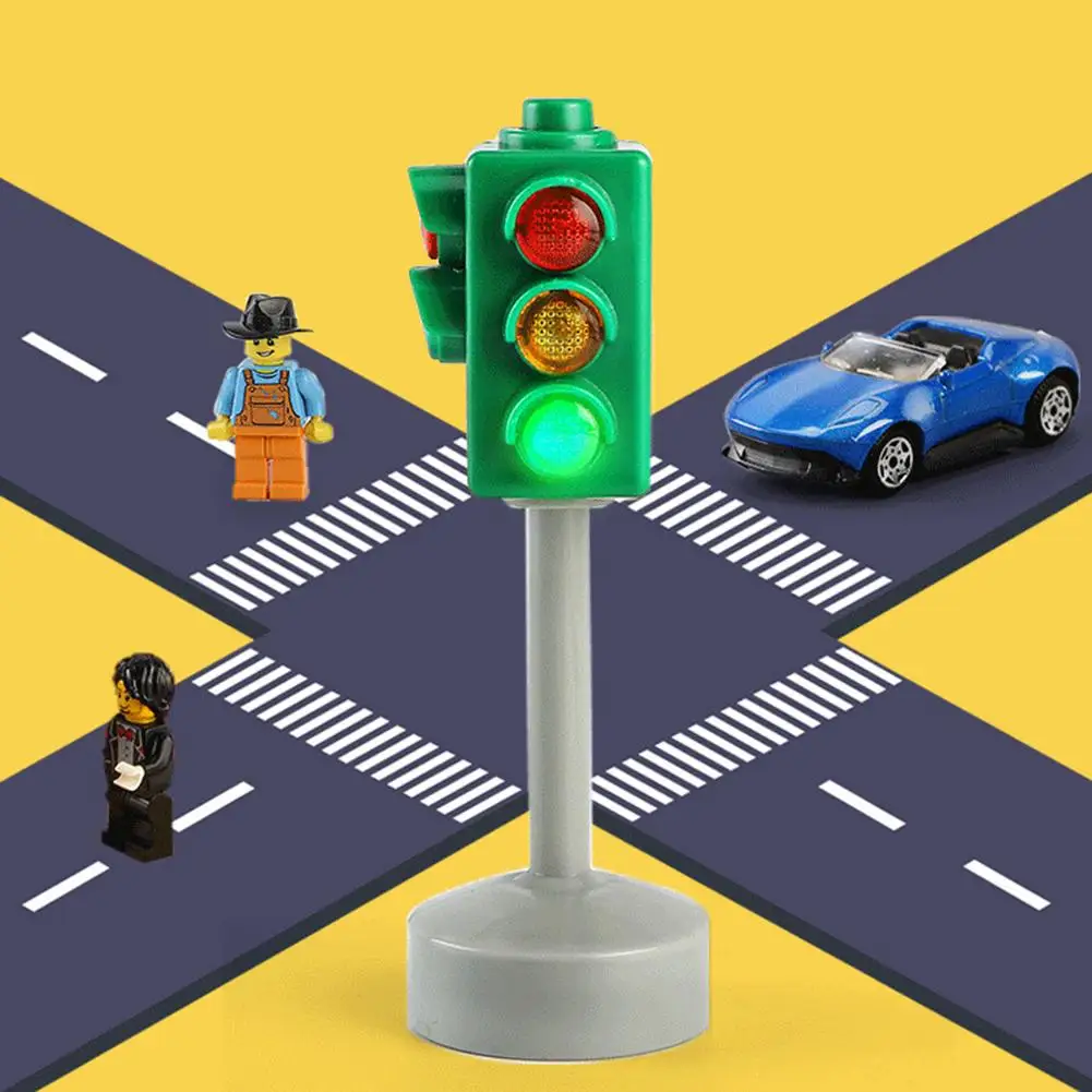 Мини-дорожные знаки, дорожный светильник, блок со звуком, светодиодный, Детская безопасность, обучающая игрушка, детские развивающие игрушки