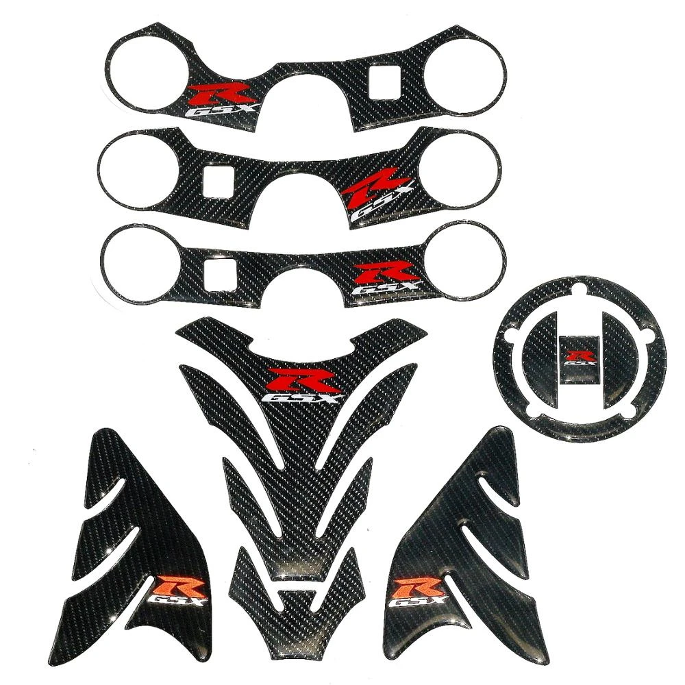 Motocross Stickers K1 K3 K5 K6 K7 K8 K11 Carbon Tank Cap Sticker Tank Pad Fork Triple Tree Upper Clamp Decal For SUZUKI GSXR GSX-R 750 600 1000 Color : Clamp Sticker