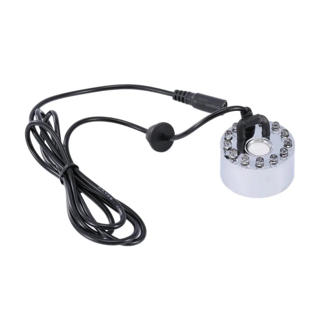 

12 LED Colorful Light Ultrasonic Mist Maker Fogger Purify Water Fountain Pond Indoor Outdoor 1A/24V ABS Easy To Operate