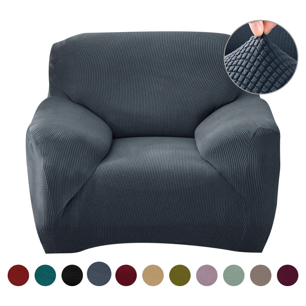 1 шт. вязаный утолщенный чехол для дивана универсальный чехол для дивана сплошной цвет эластичный чехол нескользящий полный Чехол для дивана - Цвет: Gray-blue