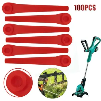 

100Pcs Plastic Grass Trimmer Blades Replacement Lawn Mower Blade Garden Tool 19QB