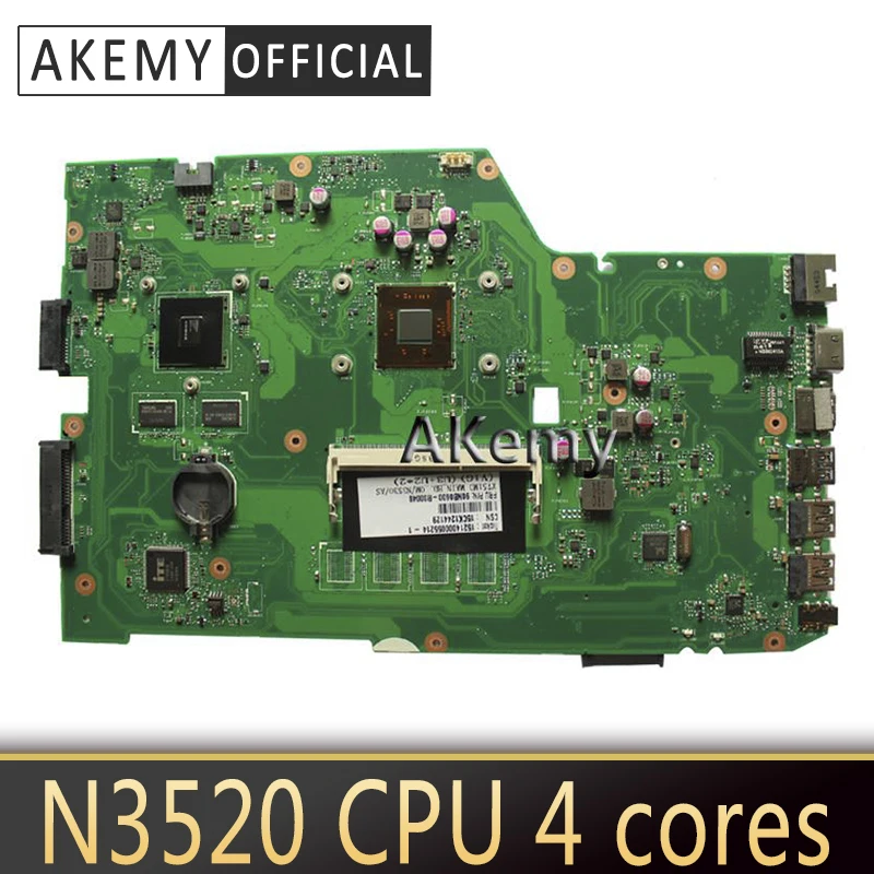 Akemy X751MD Laptop motherboard for ASUS X751MJ X751M K751M Test original mainboard N3520 cpu 4 cores 2.167 GHZ | Компьютеры и офис