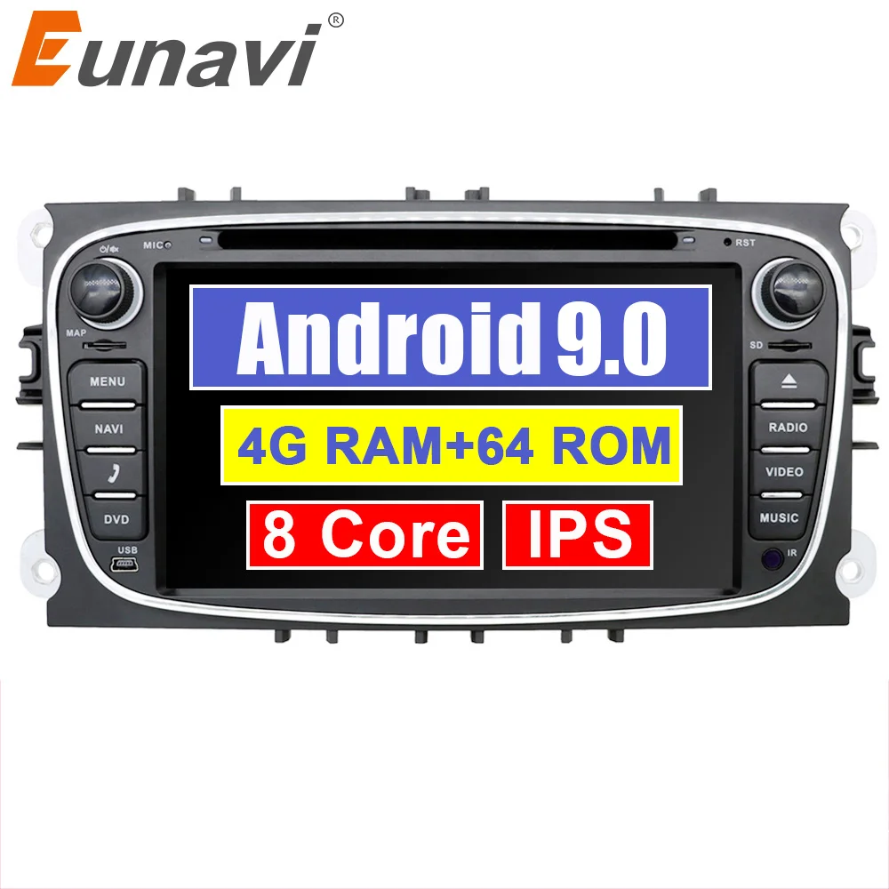 Автомобильный мультимедийный dvd плеер Eunavi 2 din 7 дюймов Android для Ford focus II Galaxy Transit
