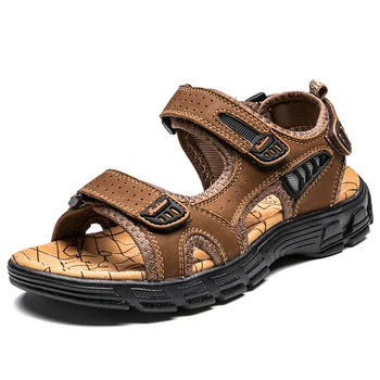 

New Men's Sandals Summer Genuine Leather Sandals Men Outdoor Casual Lightweight Sandal Sneakers Comfortable Men Shoes Size 38-46
