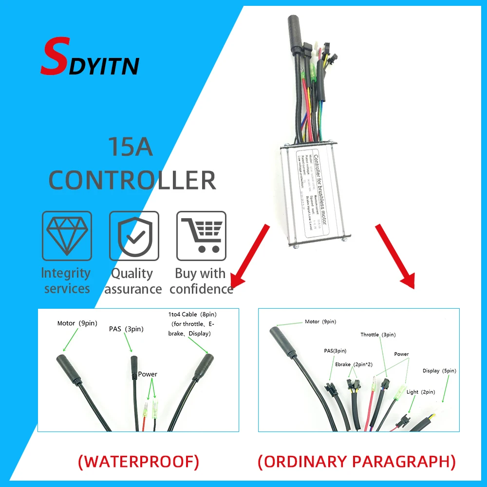Электрический велосипед SDYITN 36 В/48 в 15 А квадратная волна контроллер KT 6 Mosfet с