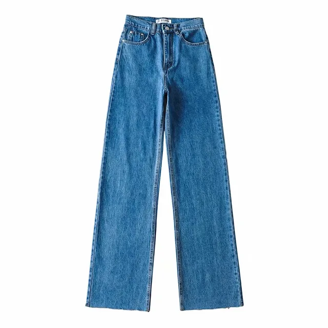 Женские джинсы с широкими штанинами светло голубые 4