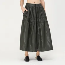 MEVGOHOT, дизайн, женская Свободная юбка из искусственной кожи, неравномерная, натуральная Талия, плиссированная, Лоскутная, винтажная, на молнии, юбки, HD2656