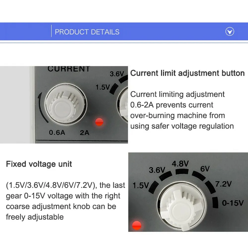 Adjustable 3 Digit Display Mini Laboratory Power Supply Voltage Regulator 1502D for Phone Repair 15V 2A DC Power Supply