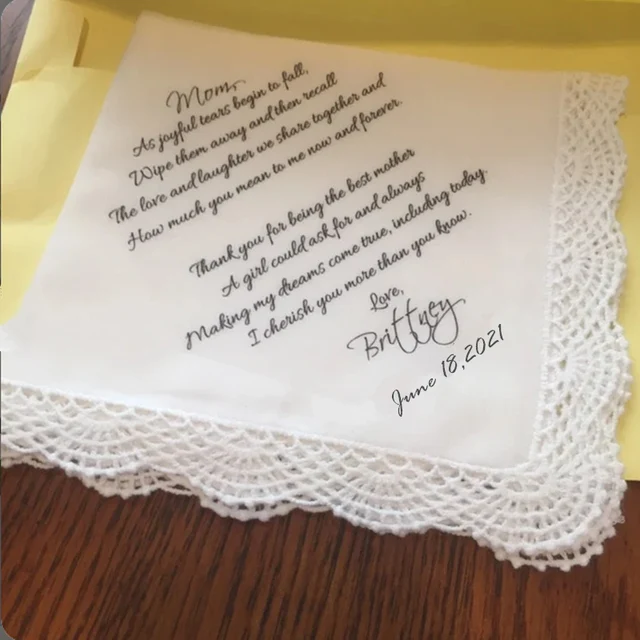 Egyéni Esküvői Zsebkendő, A Menyasszonyi Ajándék Anyja Lánytól, Kedvezmények, Vőlegény Ajándéka Nyomtatva - Image 4