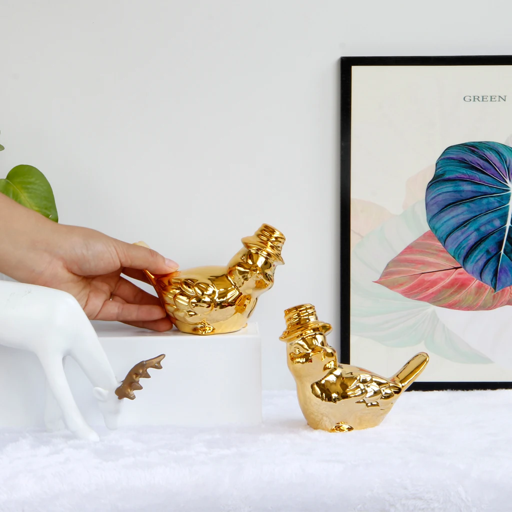 2Pcs Home Decoration Sculpture Animal Modern Minimalist Nordic Ceramic Bird Figurines Statue