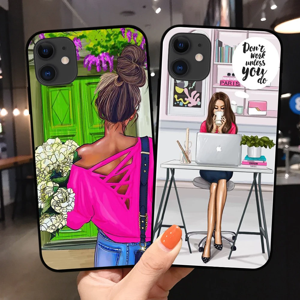 

For iPhone X XS MAX 6 6S 78 Plus Fashion Beauty girl boss Case For iPhone 11Pro 5S SE queen black Soft silicone back Phone Cover