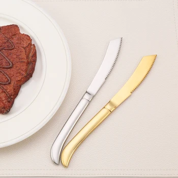 

New Arrive Colorful Stainless Steel Gold Plated Steak Knife with Customized Logo