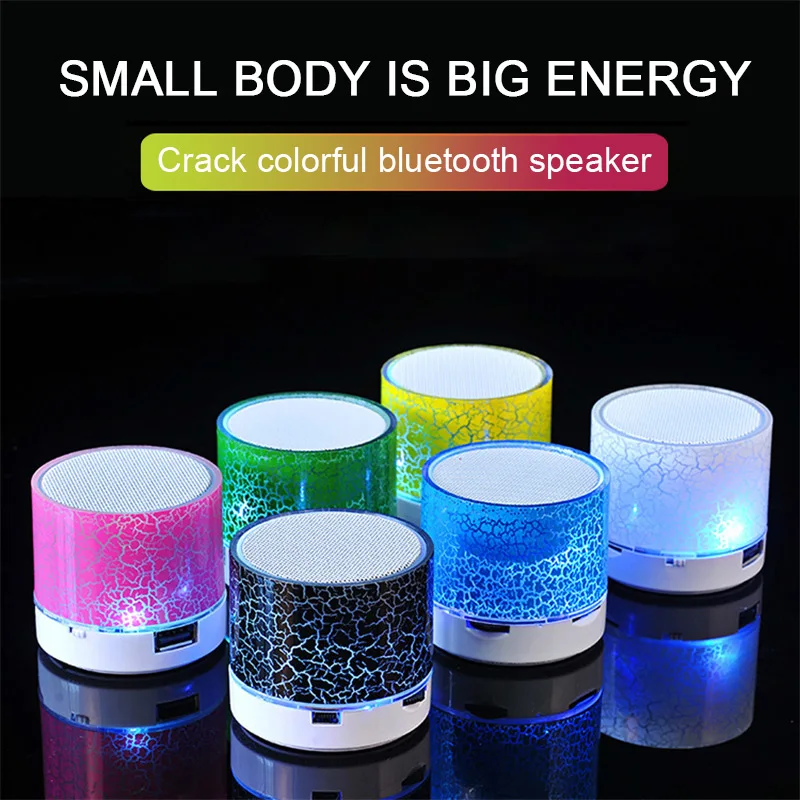 Портативный Bluetooth динамик мини беспроводной громкоговоритель Crack LED TF USB Сабвуфер