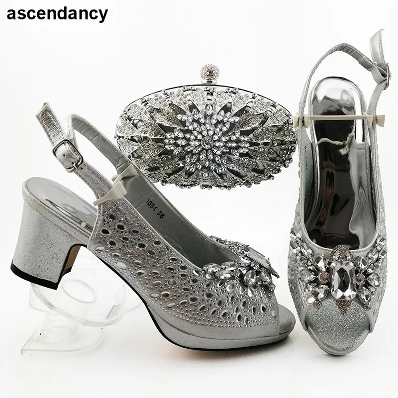 

Italian Shoes with Matching Bags Latest Design Fashion Italian Women Wedding Pumps with Purse Italy Shoes and Bags Set for Woman