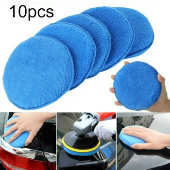 

10pcs Auto Microfiber Polishing Pad Blue Auto Care 125mm Foam Sponge Cleaning Buffer Car Washing Tools Supplies