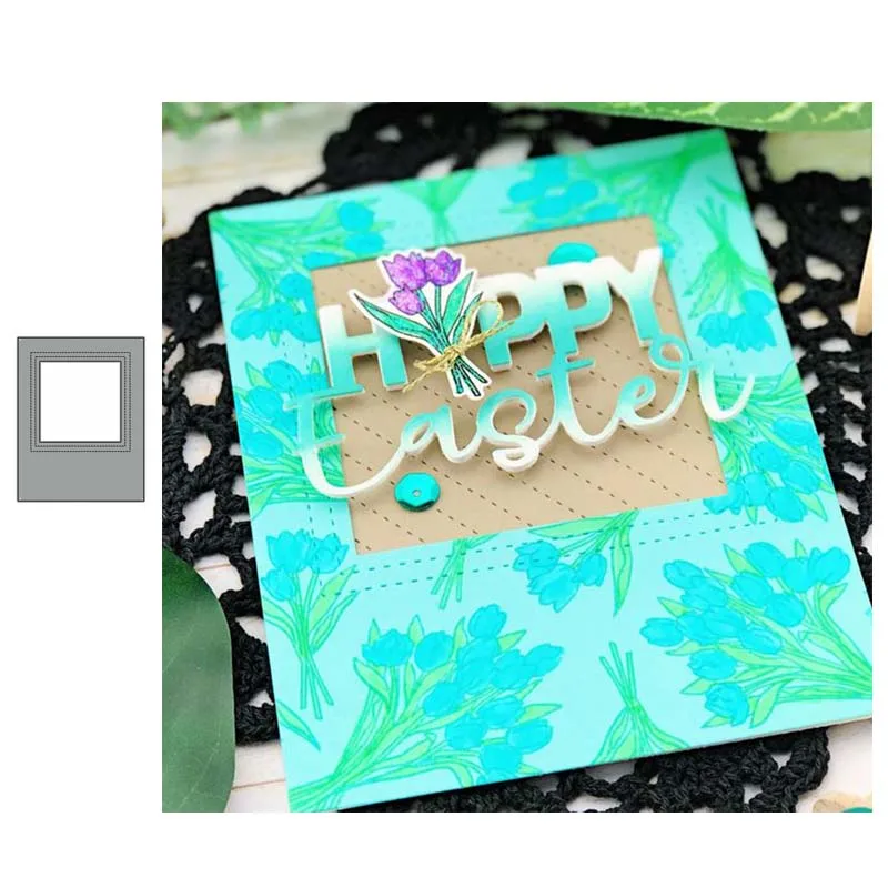 

JC Metal Cutting Dies Scrapbooking Square in Rectangle Stencil Craft Paper Knife Mould Blade Punch Card Make Die Cut New Die