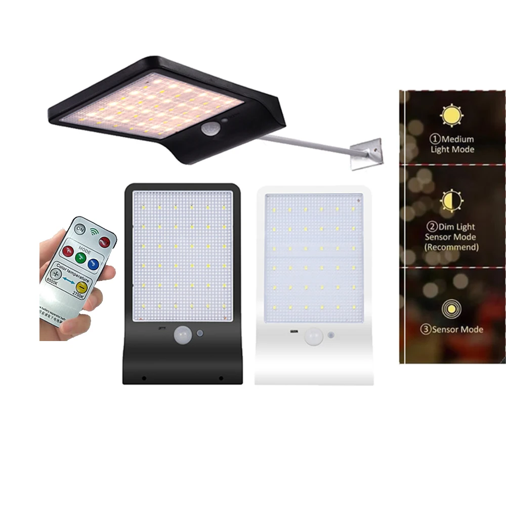 

48 LED Solar Street Light Auto PIR Motion Sensor Solar Garden Wall Lamp For Outdoor Waterproof Lighting remote garden-yard-sola